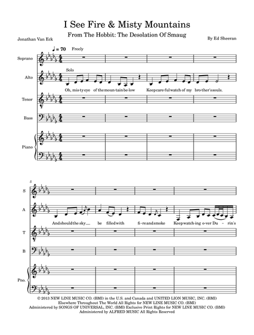 I See Fire (Arr. Jonathan Van Eck) - Ed Sheeran (Choral, SATB)