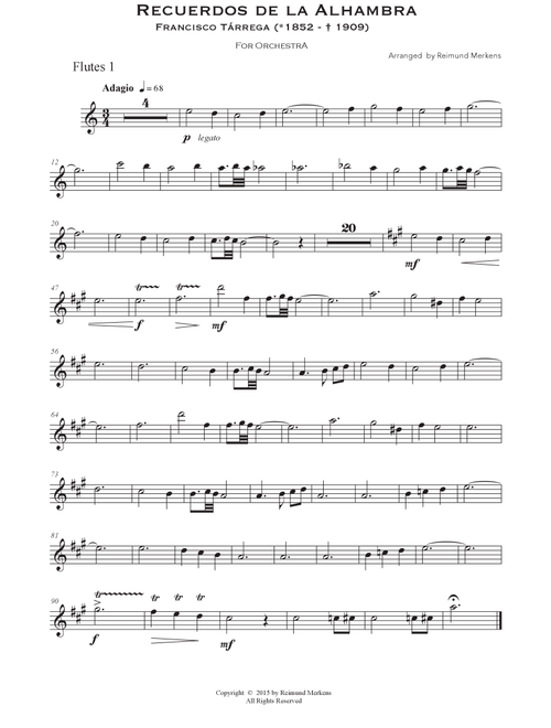 Recuerdos de la Alhambra - Orchestra version (Voices) (Arr. Reimund Merkens) - Franceso Tarrega (Large Ensemble)