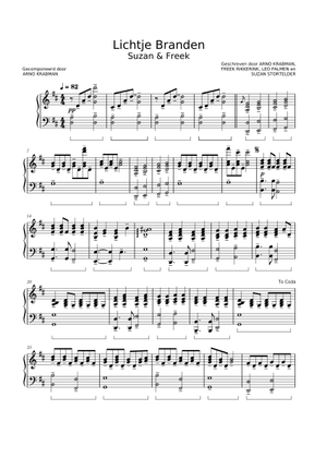 Lichtje Branden – Suzan & Freek Sheet Music for Piano (Solo) easy ...