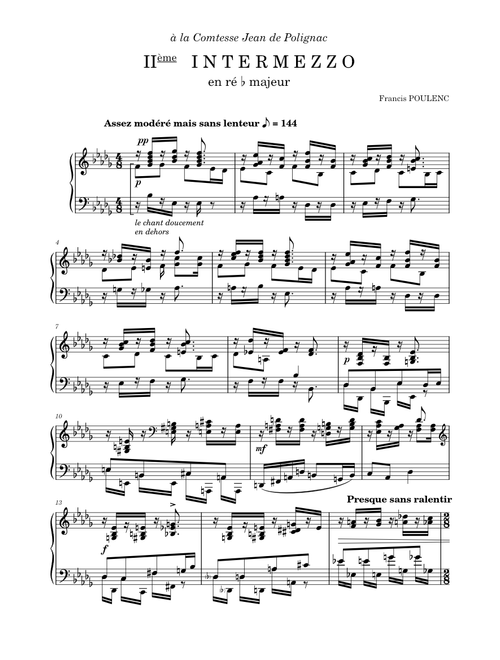 POULENC // Deuxième Intermezzo en Ré ♭ Majeur - FP 71