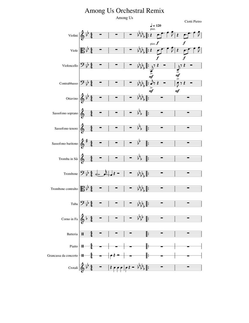 Among Us Arrangment Sheet music for Trombone, Tuba, Trombone alto