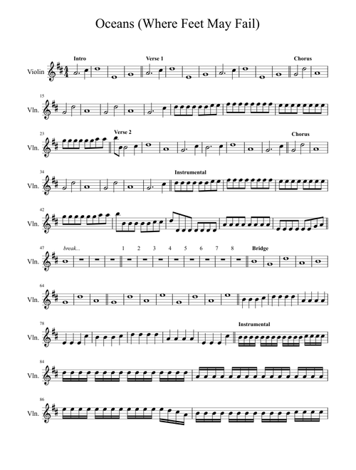 Oceans (Where Feet May Fail)(Violin Part)