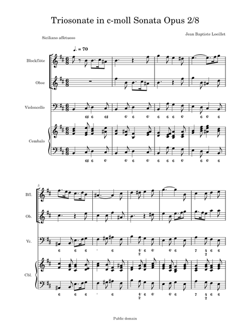 Triosonate c-moll, pus 2/6 – Jean Baptiste Loeillet de Gant Triosonate c-moll, pus 2/6 – Jean Baptiste Loeillet Loeillet - Triosonate_in_c-moll_Sonata_Opus_2_8