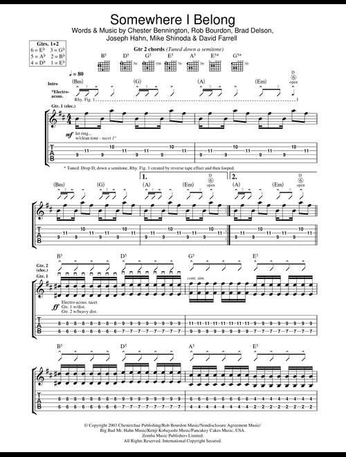 Somewhere I Belong - Linkin Park (Guitar Tab)