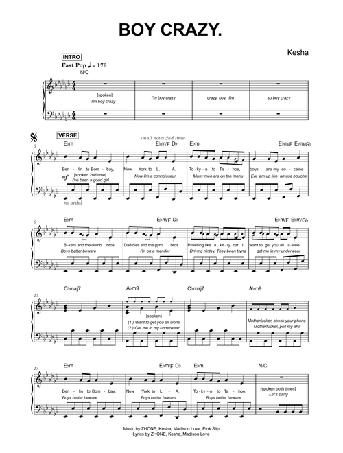 Boy Crazy - Kesha (Piano Solo)