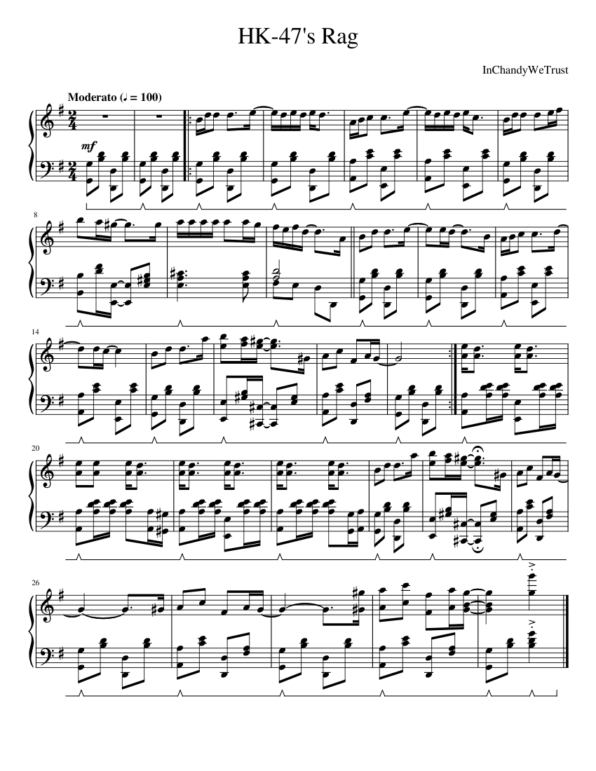 Ø2. HK-47's Rag Sheet music for Piano (Solo) | Musescore.com