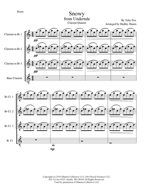 Snowy (from Undertale) (Arr. by Hadley Hazen) - Toby Fox (Woodwind Ensemble)