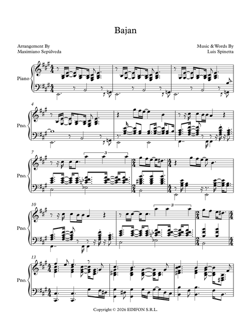 Bajan (Arr. Maximiano Sepúlveda) - Luis Spinetta (Piano Solo)