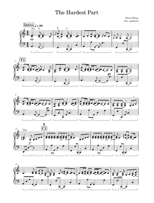 The Hardest Part — Olivia Dean (Piano Arrangement)