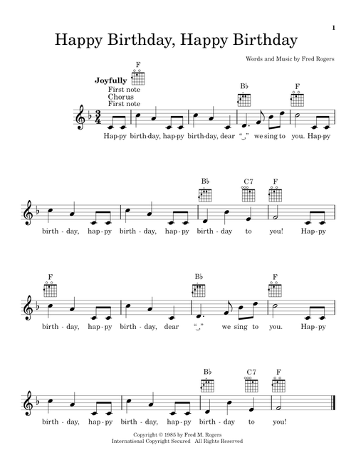 Happy Birthday, Happy Birthday (from Mister Rogers' Neighborhood) - Fred Rogers (Ukulele)