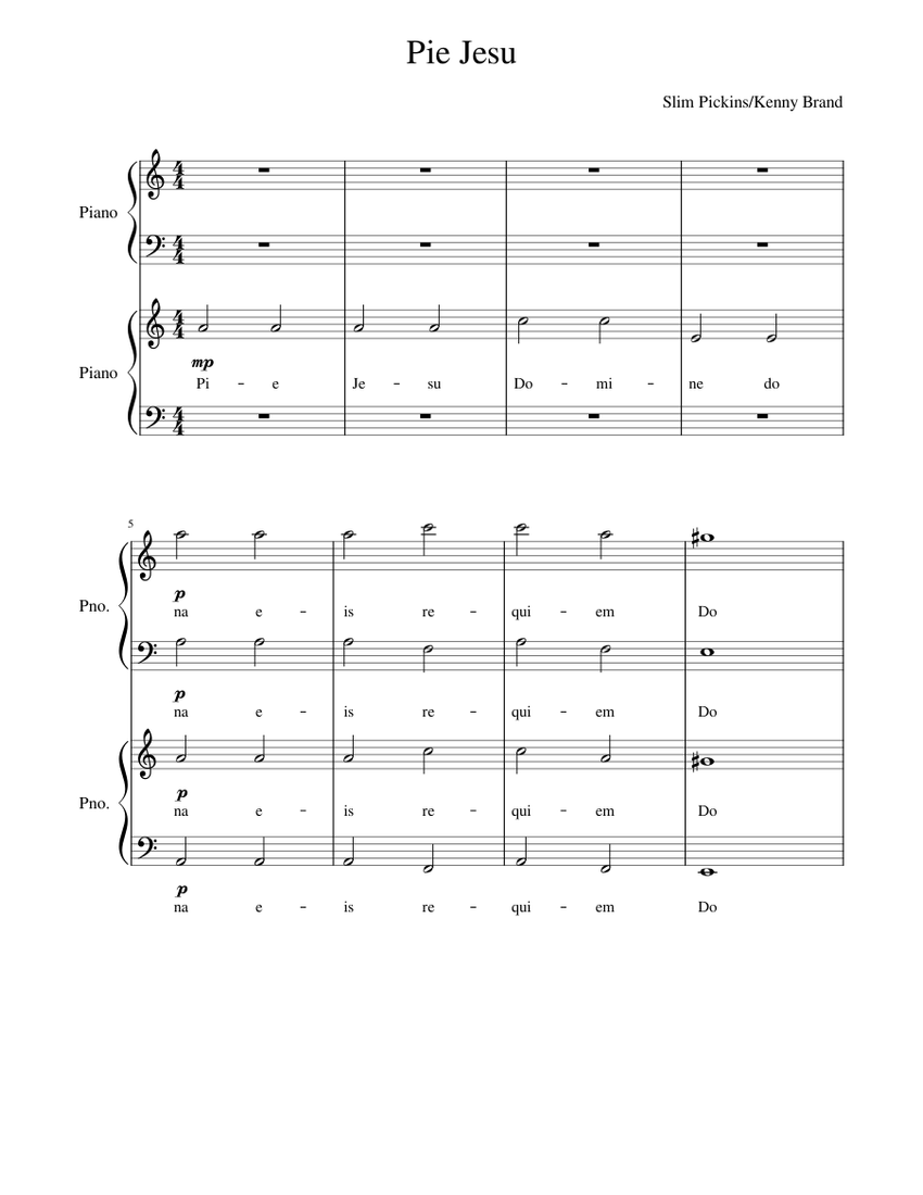 Pie Jesu Kenny Brand Pie Jesu Soprano Tenor Alto Bass Sheet music for