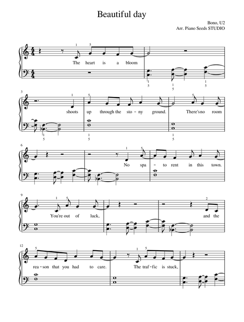 Beautiful day – U2 EASY PIANO