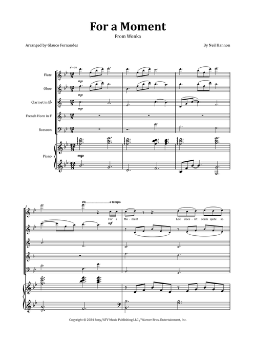For A Moment (Arr. Glauco Fernandes) - Neil Hannon (Woodwind Ensemble)