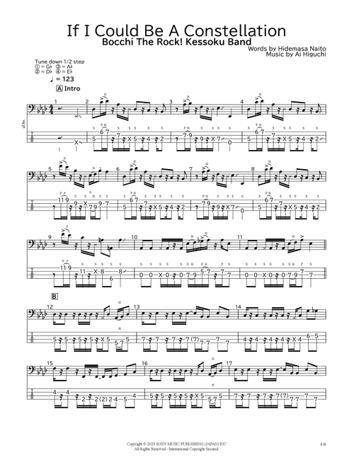 If I Could Be A Constellation (Arr. bassscore.masspro) - Bocchi The Rock! Kessoku Band (Bass Tab)