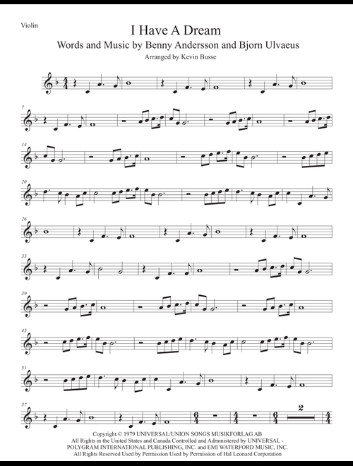 I Have A Dream (Arr. Kevin Busse) - ABBA (Violin Solo)