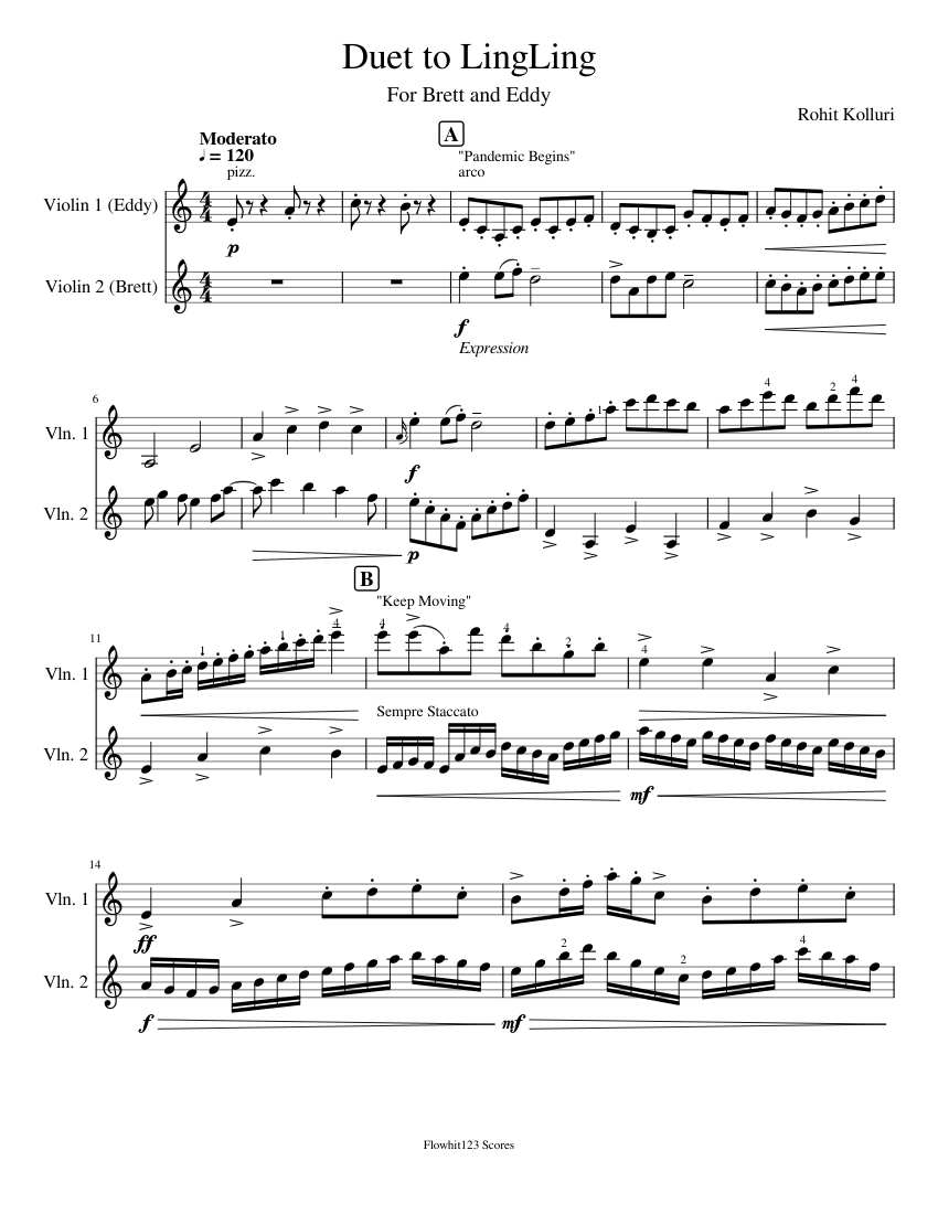 Duet for 2 Violins Sheet Music for Violin (String Duet) | MuseScore.com