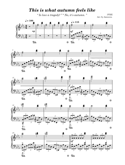 This is what autumn feels like – JVKE - Arrangement (Piano Solo Ver.)