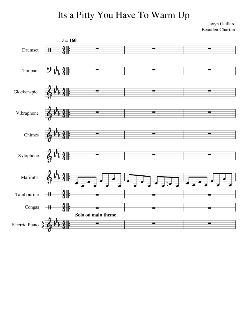 Its a Pitty You Have To Warm Up Sheet music for Piano, Tambourine