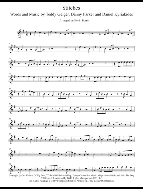 Stitches (Arr. Kevin Busse) - Shawn Mendes (Tenor Sax Solo)