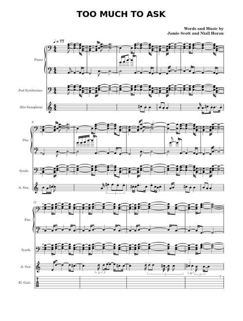 Too Much to Ask (with guitar tabs) - Niall Horan