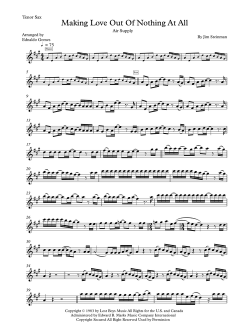 Making Love Out Of Nothing At All (Arr. Ednaldo Gomes) - Air Supply (Tenor Sax Solo)