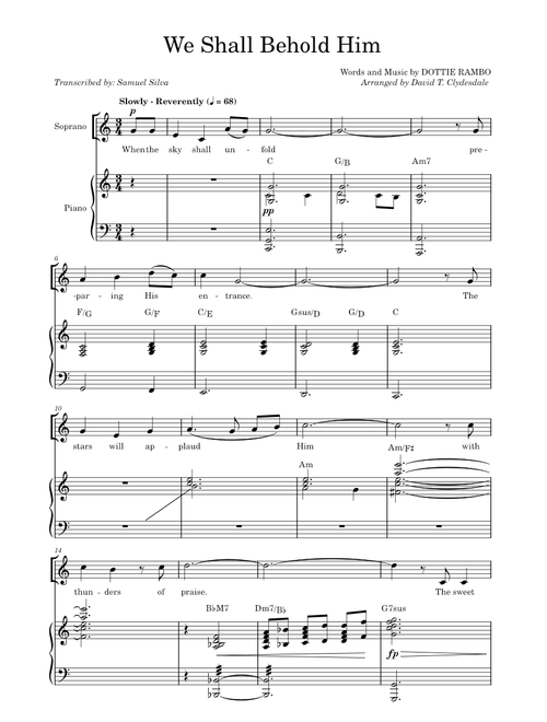 We Shall Behold Him - Arr. David T. Clydesdale
