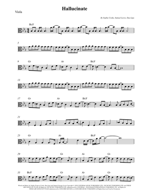 Hallucinate (Arr. Wesley S. SIlva) - Dua Lipa (Viola Solo)