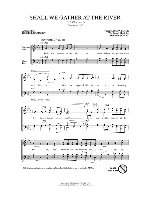 Shall We Gather At The River (arr. Russell Robinson) - Robert Lowry (Choral, SATB)