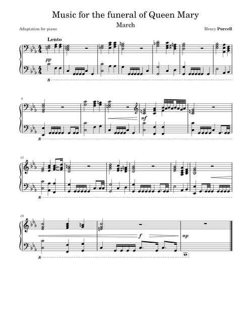 Music for the funeral of Queen Mary - Purcell (piano adaptation)