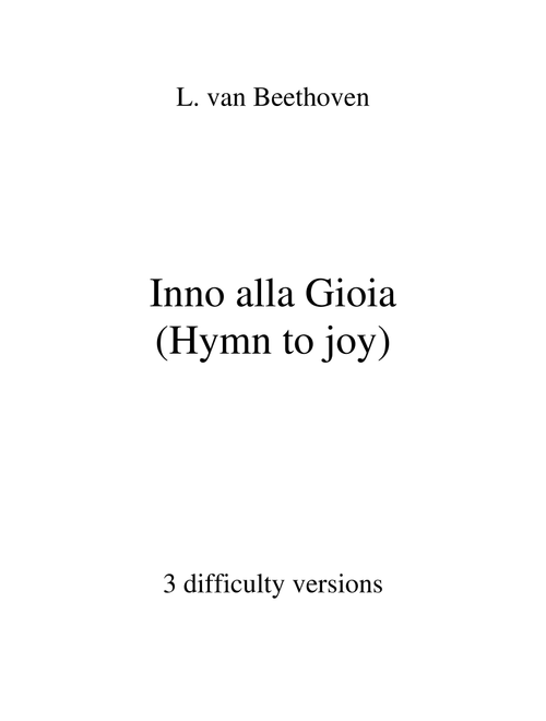 Hymn to joy (Inno alla gioia) (Arr. Biagio Lo Cascio) - Ludwig Van Beethoven (Easy Piano)