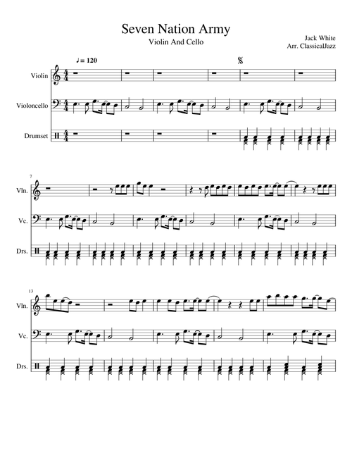 Seven Nation Army - For Violin And Cello