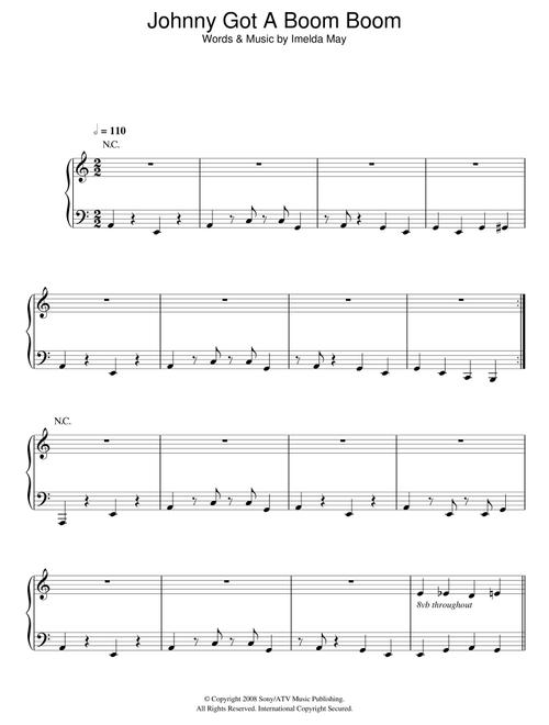 Johnny Got A Boom Boom - Imelda May (Piano-Vocal-Guitar (Piano Accompaniment))