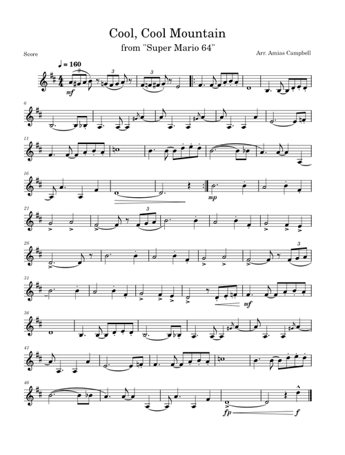 Super Mario 64 - Cool, Cool Mountain, Arr. for Trumpet