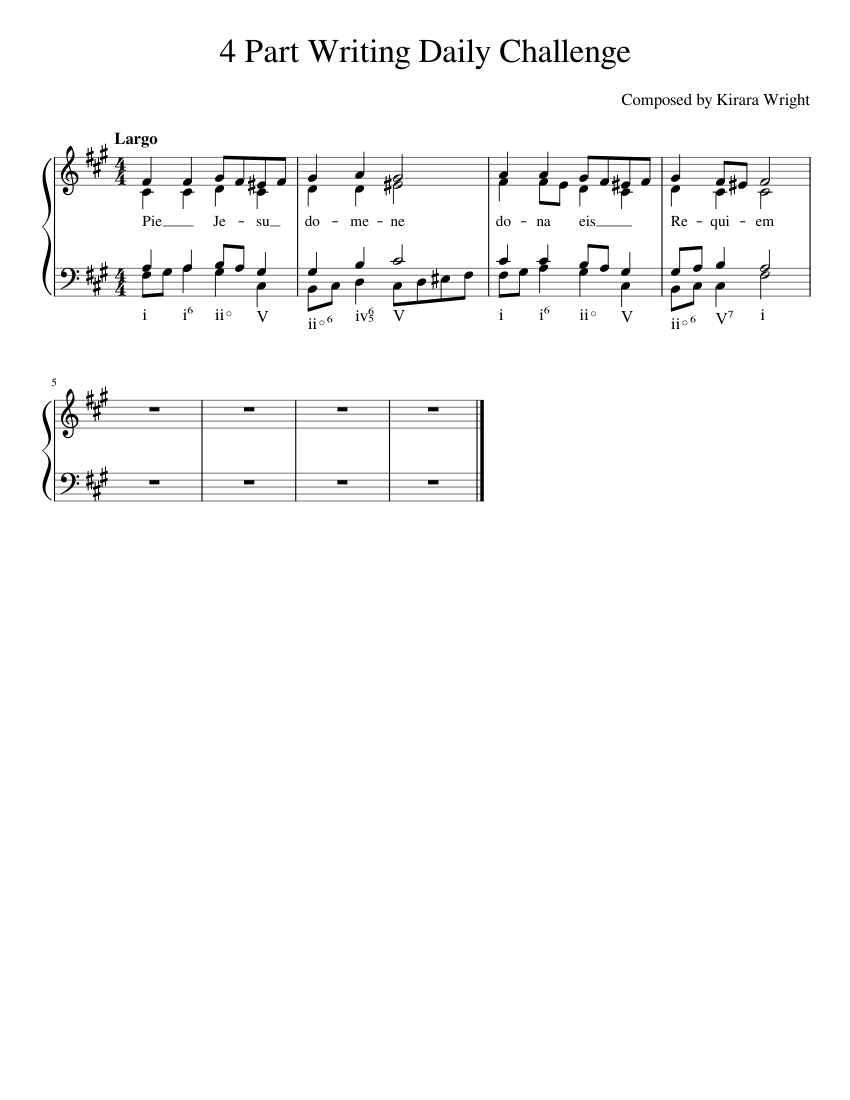 4 Part Writing Daily Challenge Sheet music for Piano (A Capella) Easy ...