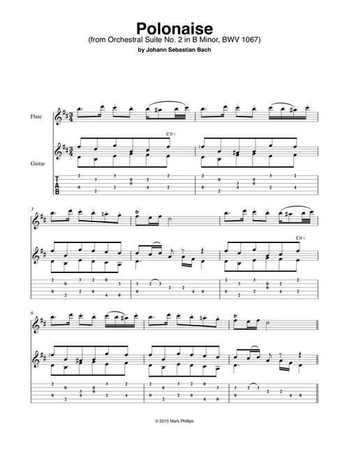 "Polonaise" from Orchestral Suite No. 2 in B Minor, BWV 1067 (Arr. Mark Phillips) - Johann Sebastian Bach (Instrumental Duet)