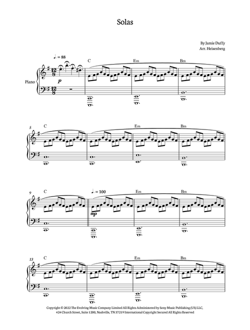Solas (Arr. Heisenberg) - Jamie Duffy (Guitar and Piano)