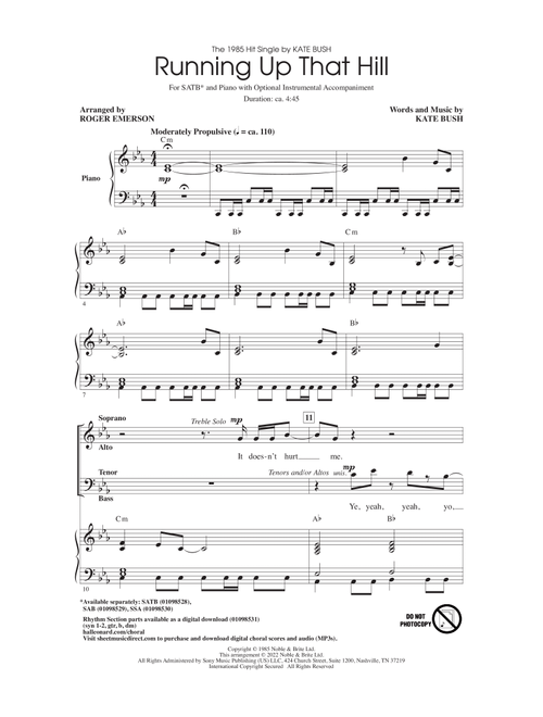 Running Up That Hill (arr. Roger Emerson) - Kate Bush (Choral, SATB)