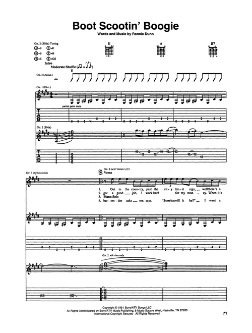 Boot Scootin' Boogie - Brooks & Dunn (Guitar Tab)