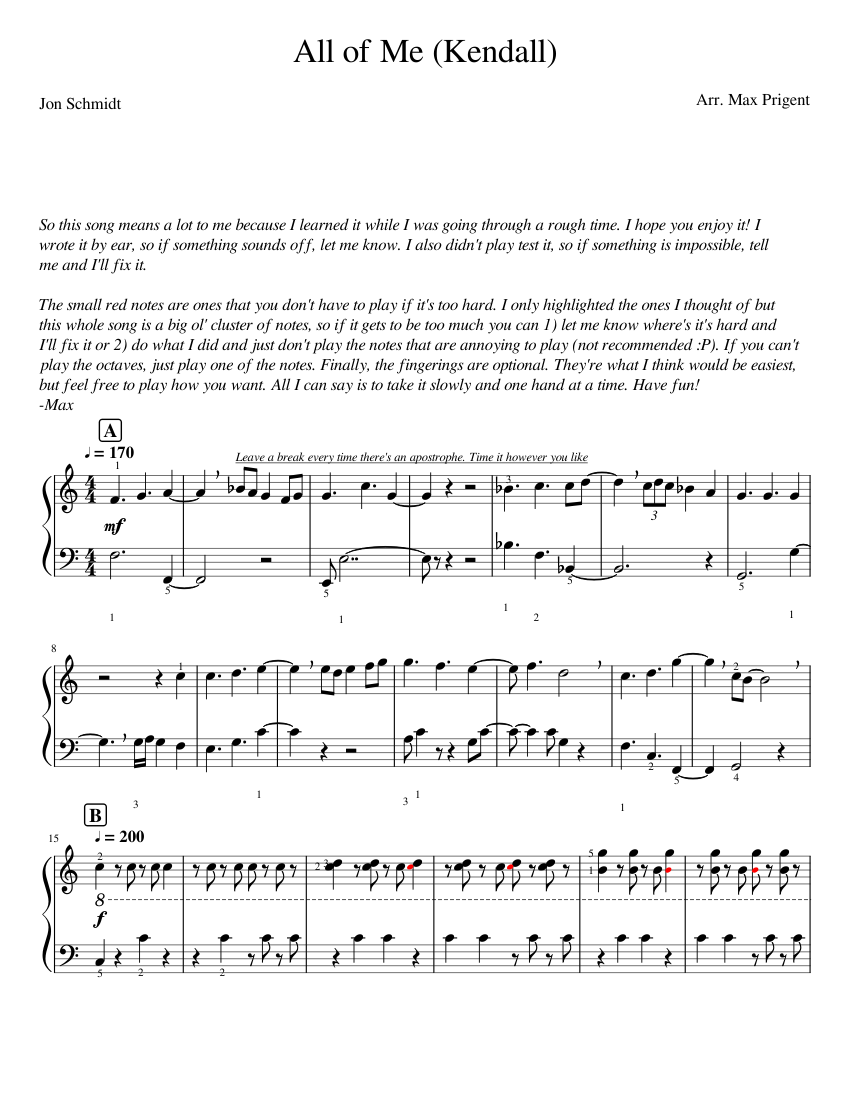 All of Me Easy Sheet music for Piano Solo Musescore