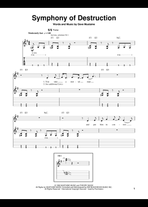 Play Official version of Symphony of destruction Sheet Music by