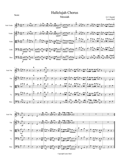 String Orchestra Arrangement of Hallelujah Chorus from Messiah by G.F. Handel (Arr. Laura Jekel) (Orchestra)