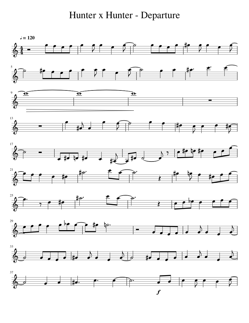 Hunter x Hunter Departure better Sheet music for Clarinet in b flat Solo Musescore
