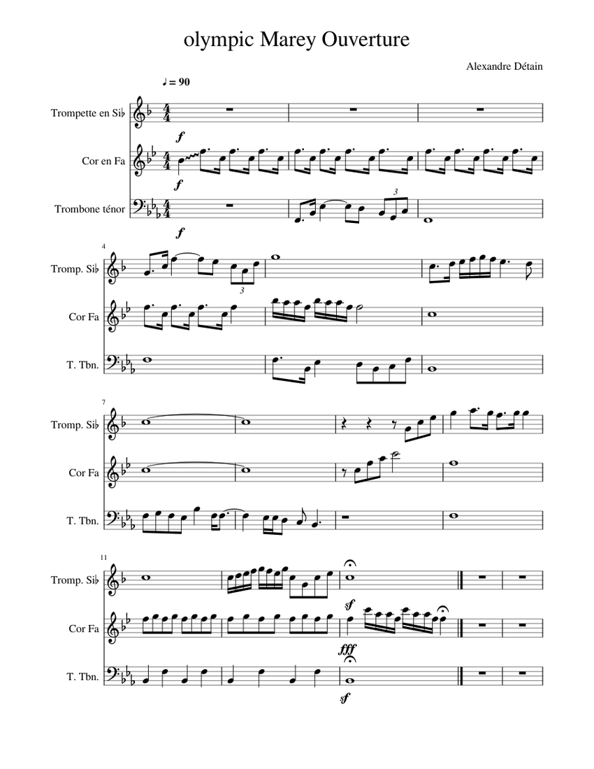 Olympic Marey Ouverture Sheet music for Trombone tenor, Trumpet in b ...