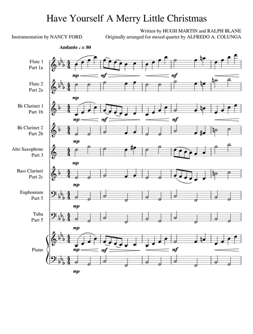 Have Yourself A Merry Little Christmas – Hugh Martin and Ralph Blane (for wind ensemble)