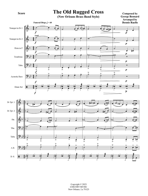 The Old Rugged Cross - In the New Orleans Brass Band Style for Brass Quintet - Intermediate (Arr. Dennis Ruello) - Funeral Hymn (Brass Ensemble)
