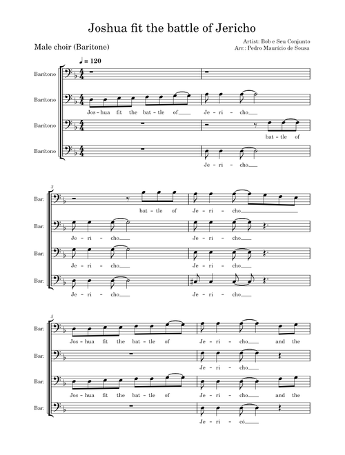 Joshua Fit The Battle Of Jericho – Male choir (Baritone)