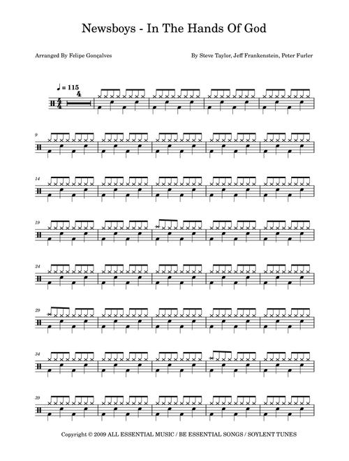 In The Hands Of God (Arr. The Ninja) - Newsboys (Drums)