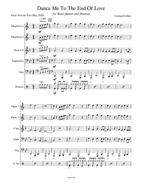 Dance Me To The End Of Love (Arr. Peet du Toit) - Madeleine Peyroux (Small Ensemble)