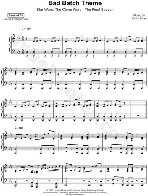 Star Wars; The Bad Batch (Arr. it is in space and end credits) - Sean Michael Kiner, Kevin D Kiner, David Glen Russell (Piano Solo)