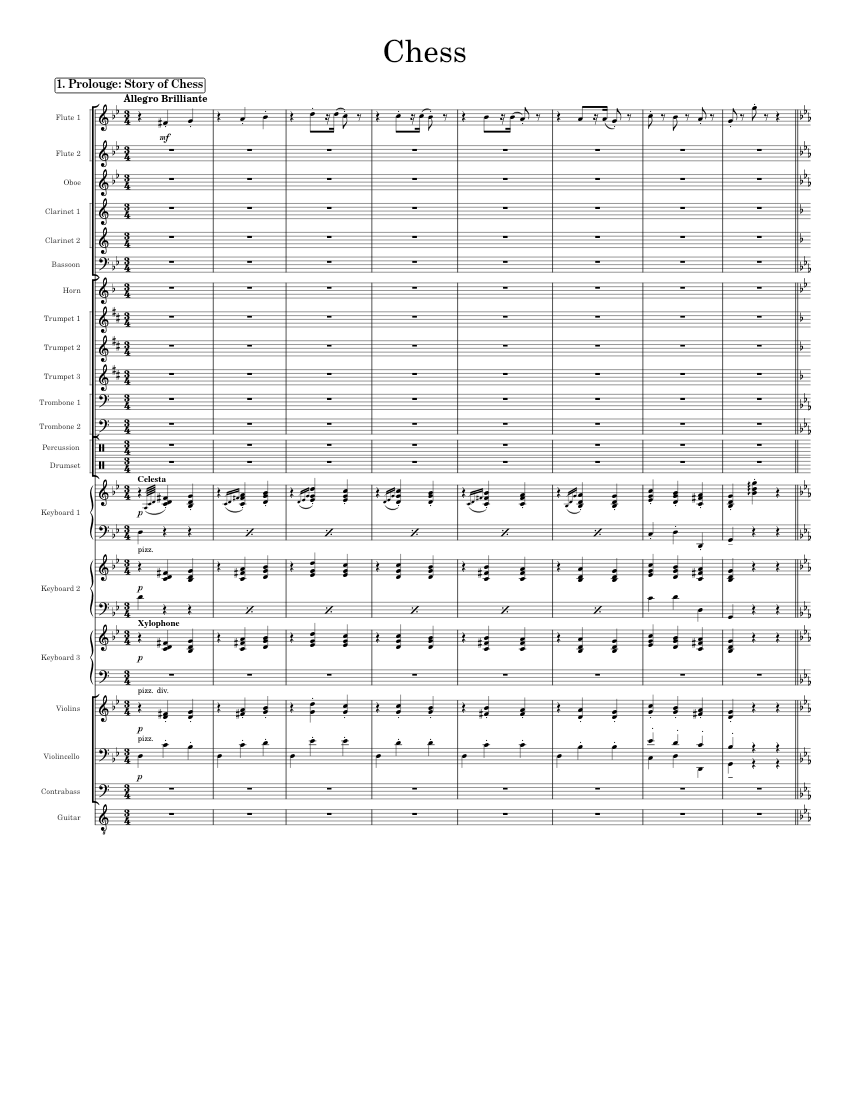 Chess Full Score Instrumental WIP Sheet Music for Piano, Trombone
